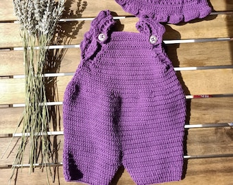 Hand-Knit Baby Romper, Knitted Baby Hat, Gift For Baby, Newborn Baby Welcome Gift, Baby Photography Outfit, Mom To Be Gift, Baby Romper Set