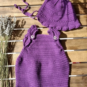 Hand-Knit Baby Romper, Knitted Baby Hat, Gift For Baby, Newborn Baby Welcome Gift, Baby Photography Outfit, Mom To Be Gift, Baby Romper Set image 9