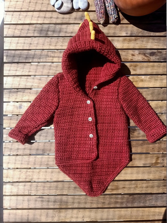 ジャケット・アウター DINOSAUR JQ WOOL CARDIGAN Hand Knitted Dinosaur Cardigan, Dino Jacket for Boys