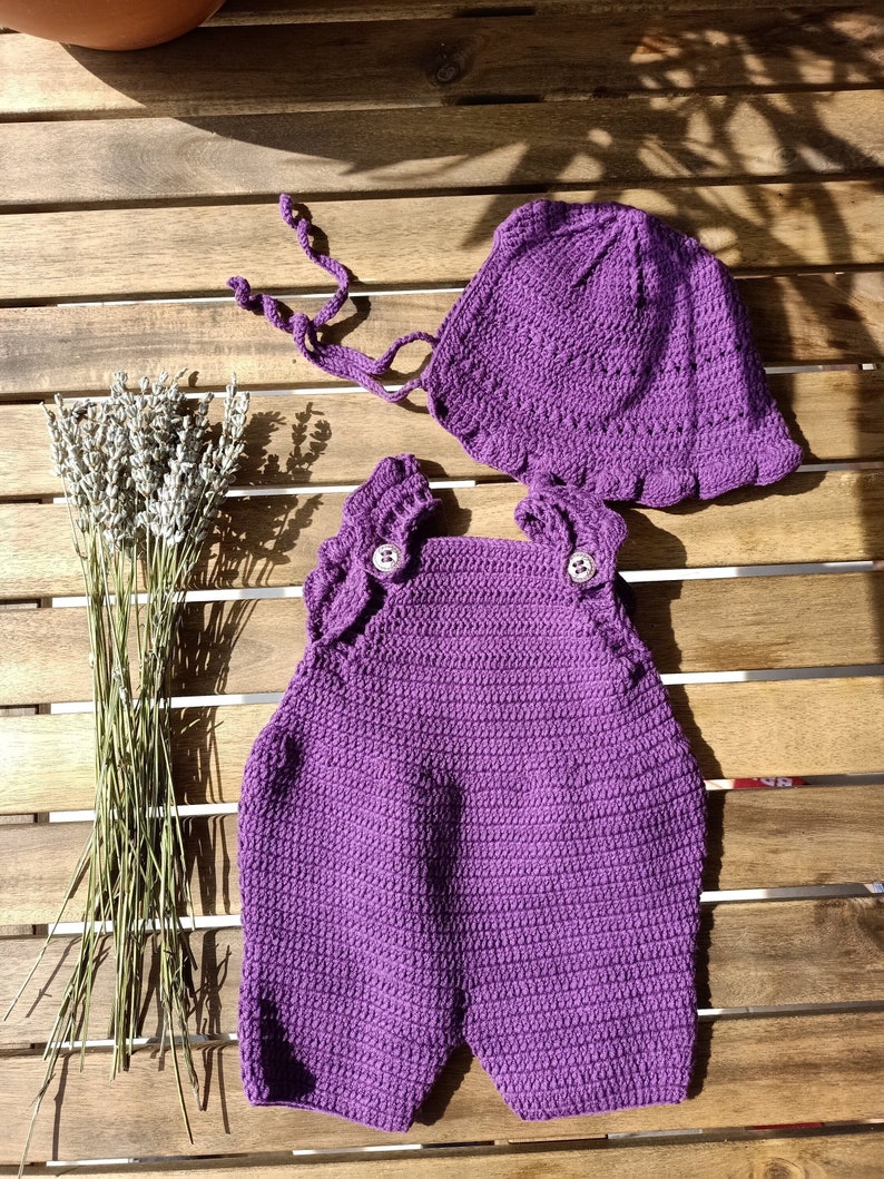 Hand-Knit Baby Romper, Knitted Baby Hat, Gift For Baby, Newborn Baby Welcome Gift, Baby Photography Outfit, Mom To Be Gift, Baby Romper Set image 1
