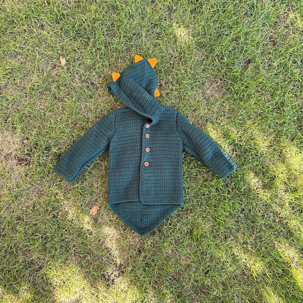 Handmade Kids Dinosaur Wool Cardigan, Fanciful Play Clothes for Kids, Prehistoric Themed Gift Kids Clothes, Dinosaur Inspired Kids Sweater
