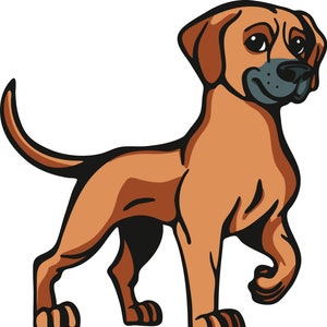 Rhodesian Ridgeback cartoon SVG PNG Colour and outline download files only