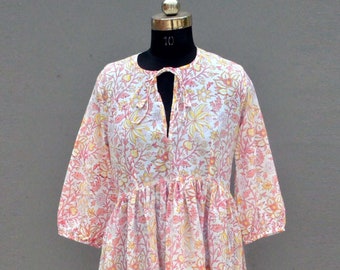Handblock bedrucktes Kleid Handgemacht 100% Baumwolle Kleid Handblock Print Long Maxi Kleid, Individualisierung Kleid für Frauen, SUN Kleid, Geschenk für Sie