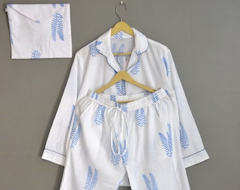 Floral Print Cotton Pajama Set: Handmade Indian Sleepwear