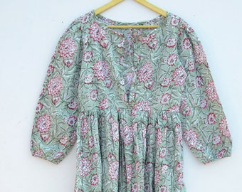 Cotton Summer Dress, Hand Block Print Long Maxi Dress , Customization Dress for Women, Handmade SUN Dress , Gift for Her,birthday gift sale