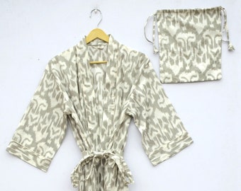 Block Print Cotton Kimono Robe Indian Handmade Nightwear Robe, Bridal Robe, Bridesmaid cotton Kimono, Gift For her