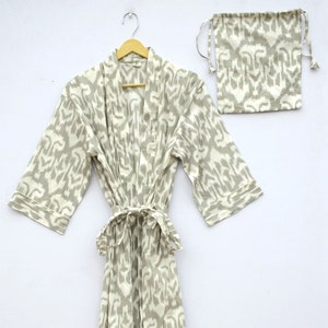 Block Print Cotton Kimono Robe Indian Handmade Nightwear Robe, Bridal Robe, Bridesmaid cotton Kimono, Gift For her