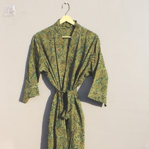 Indian hand block cotton kimono, women stylish night wear comfort kimono, personalised braid wedding dressing gown kimono,Japanese bath robe