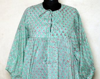 Hand Block Print Cotton Midi Dress: Indian Summer Wear