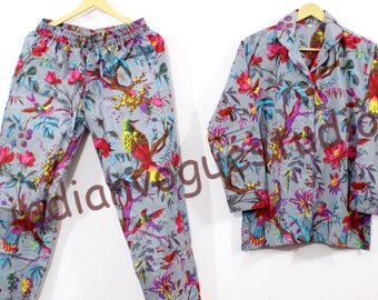 Handmade Cotton Pajama Set: Indian Block Print Loungewear