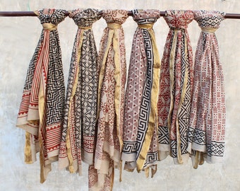 Hand Block Print Cotton Sarong Scarf: Indian Beach Cover-Up
