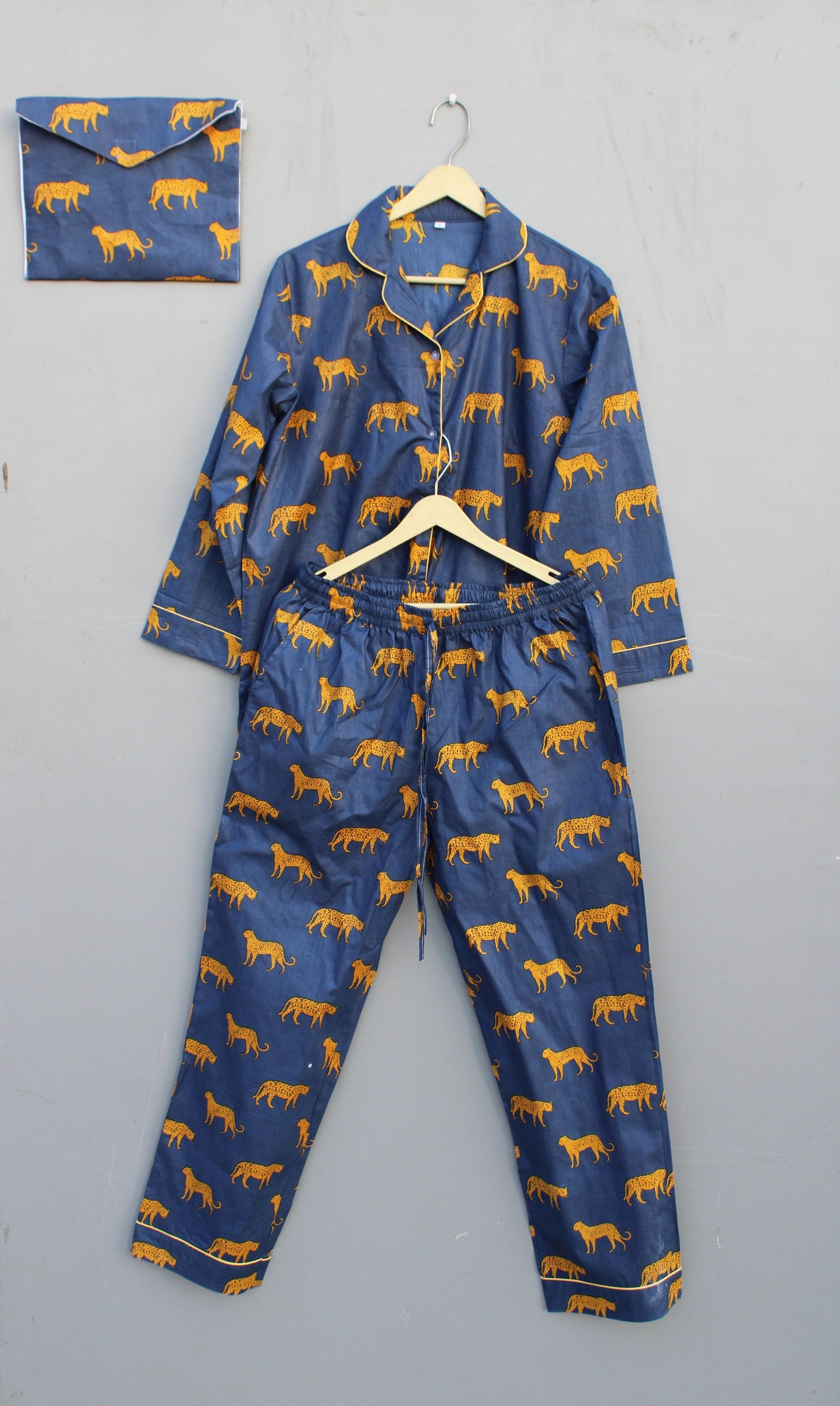 Tapir Pyjamas Handmade Cotton Pajama Set: Tiger Print Nightwear - Women's Loungewear ...