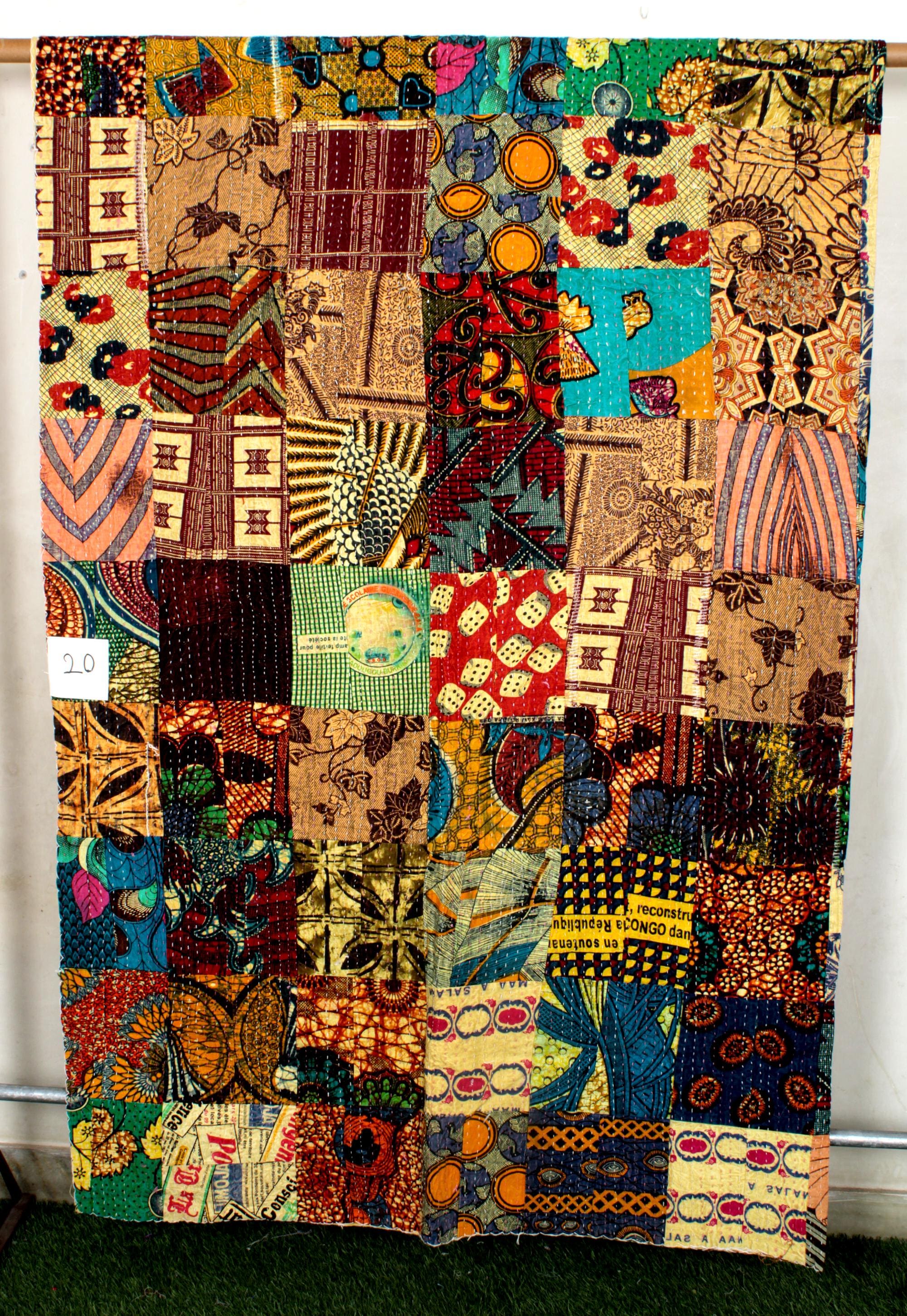 Trapunta Kantha Kantha decorativa per la casa, stile patchwork, stile vintage, stile vintage, con 2 federe