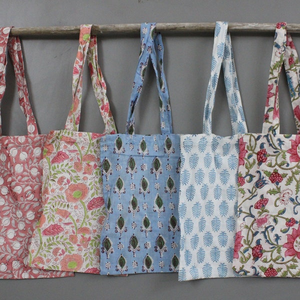 Cotton Hand Block Print Marketing Bags, Wholesale Lot Carry Bag, Shopping Bags, Daily Shoulder Bags, Gift For Her