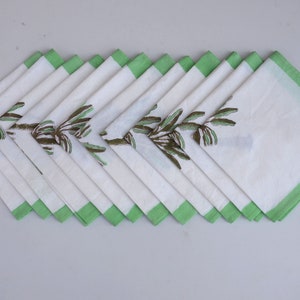 New Indian Cotton Green Palm Tree Block Print Napkin / Cotton Kitchen Towel/Block Printed Tea towel/Set of twelve /Indian Handmade napkins