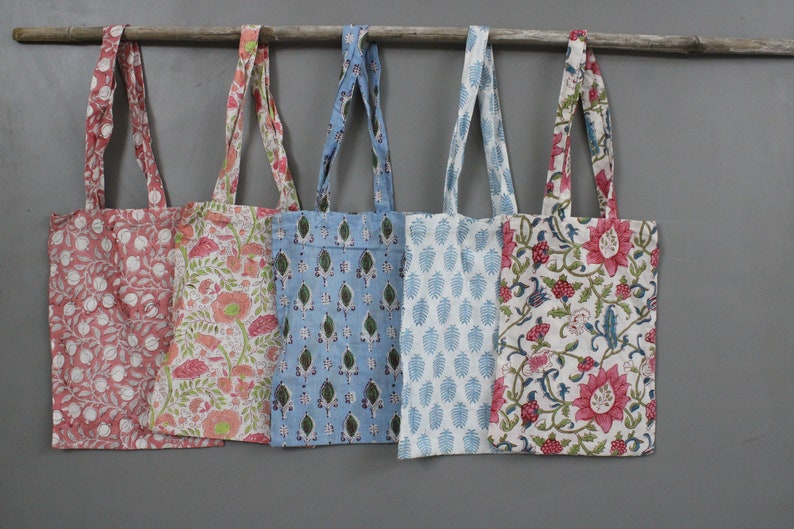 Cotton Hand Block Print Marketing Bags, Wholesale Lot Carry Bag, Shopping Bags, Daily Shoulder Bags, Gift For Her zdjęcie 4