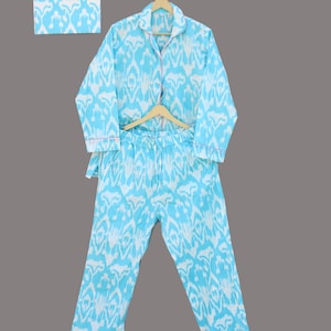 Ensemble de pyjama indien en coton imprimé ikat fait main, pyjama d&#39;été, pyjama de demoiselle d&#39;honneur, pyjama bohème, cadeau de mariage personnalisé pour mariée.