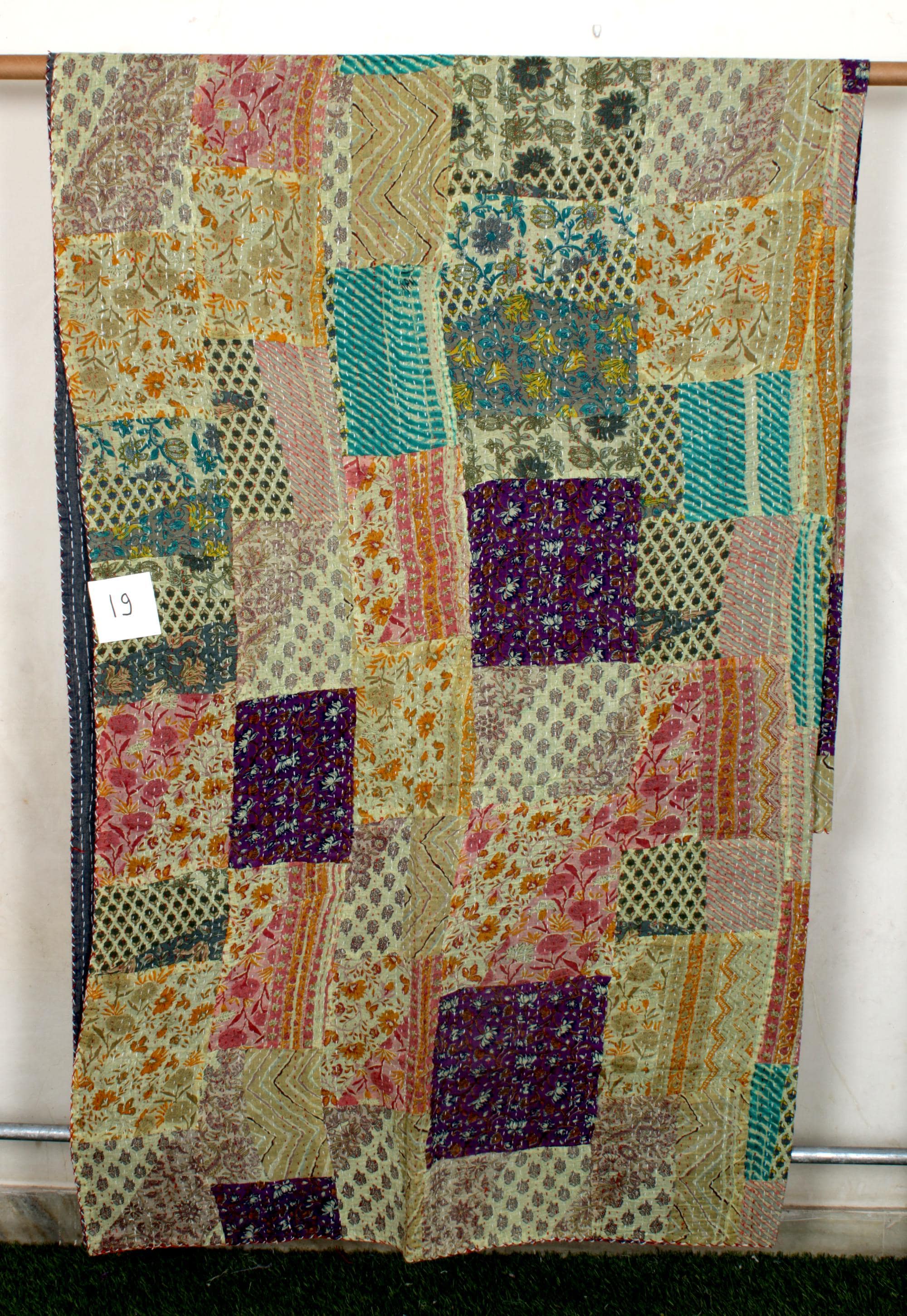 Trapunta Kantha in cotone fatta a mano, stile vintage
