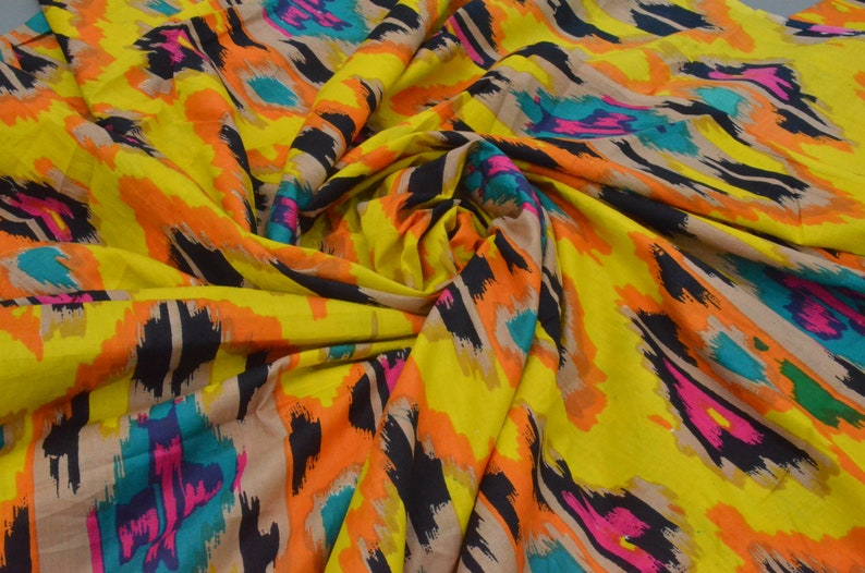 Ikat Soft Cotton Fabric Dressmaking Fabric Printed Fabric Etsy