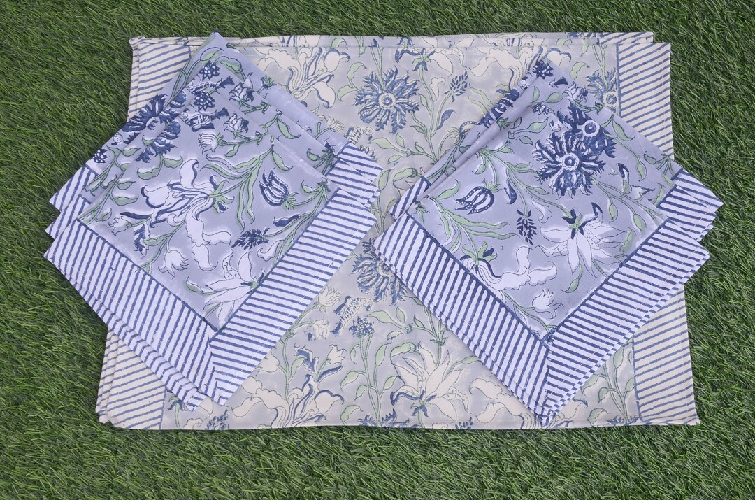 Block Print Placemats and Napkin Set , Set of 6 Placemats 6 Napkins , Table Mats for Dinning