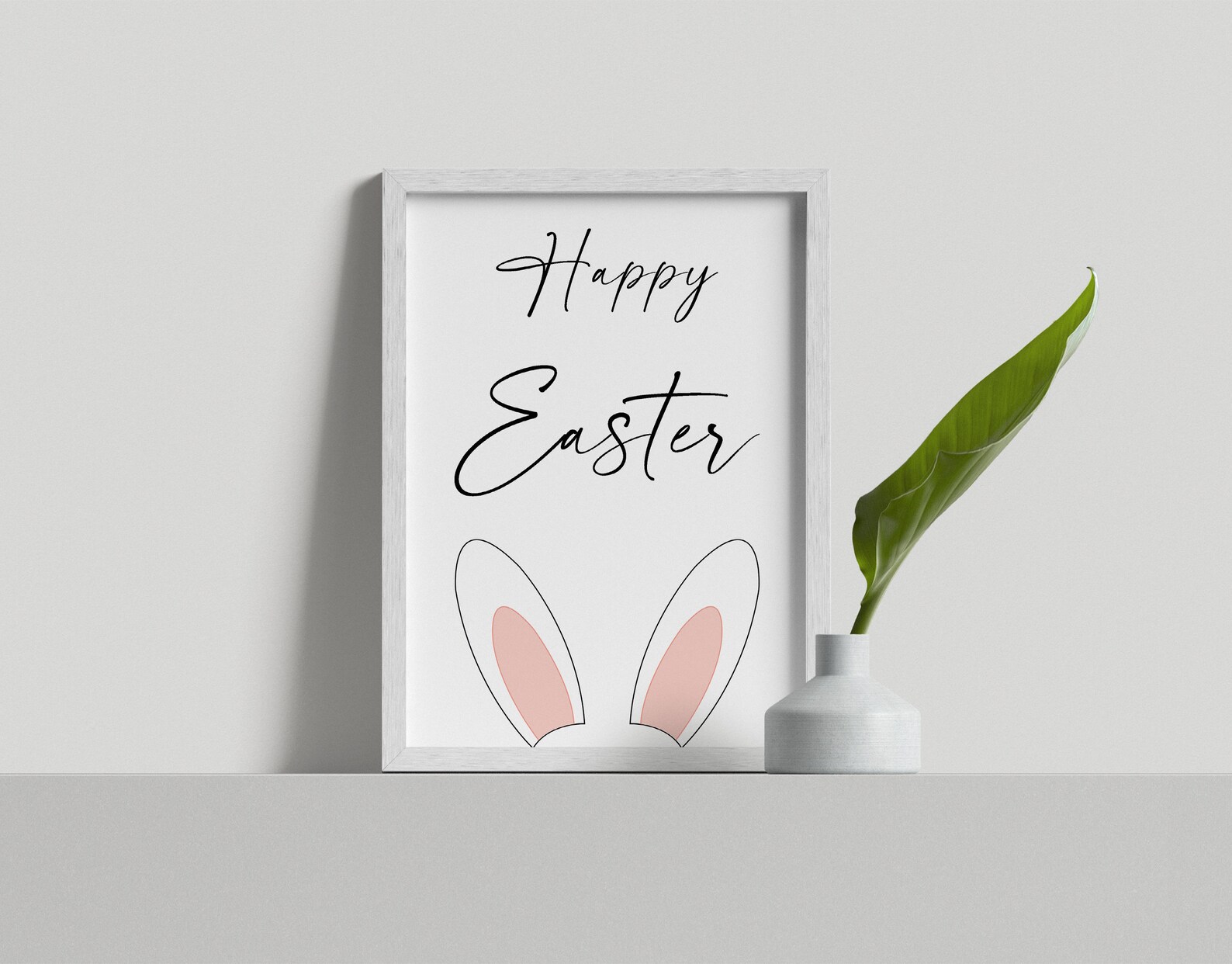 Happy Easter Print Easter Wall Art Easter Bunny Wall Decor Etsy