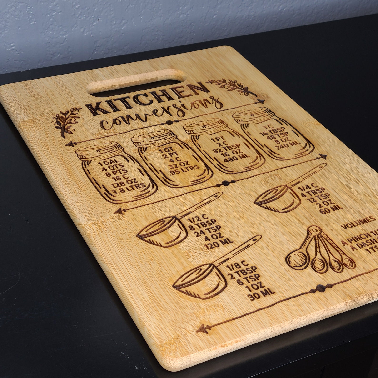 Kitchen Conversions Cutting Board Measurement Conversion Etsy