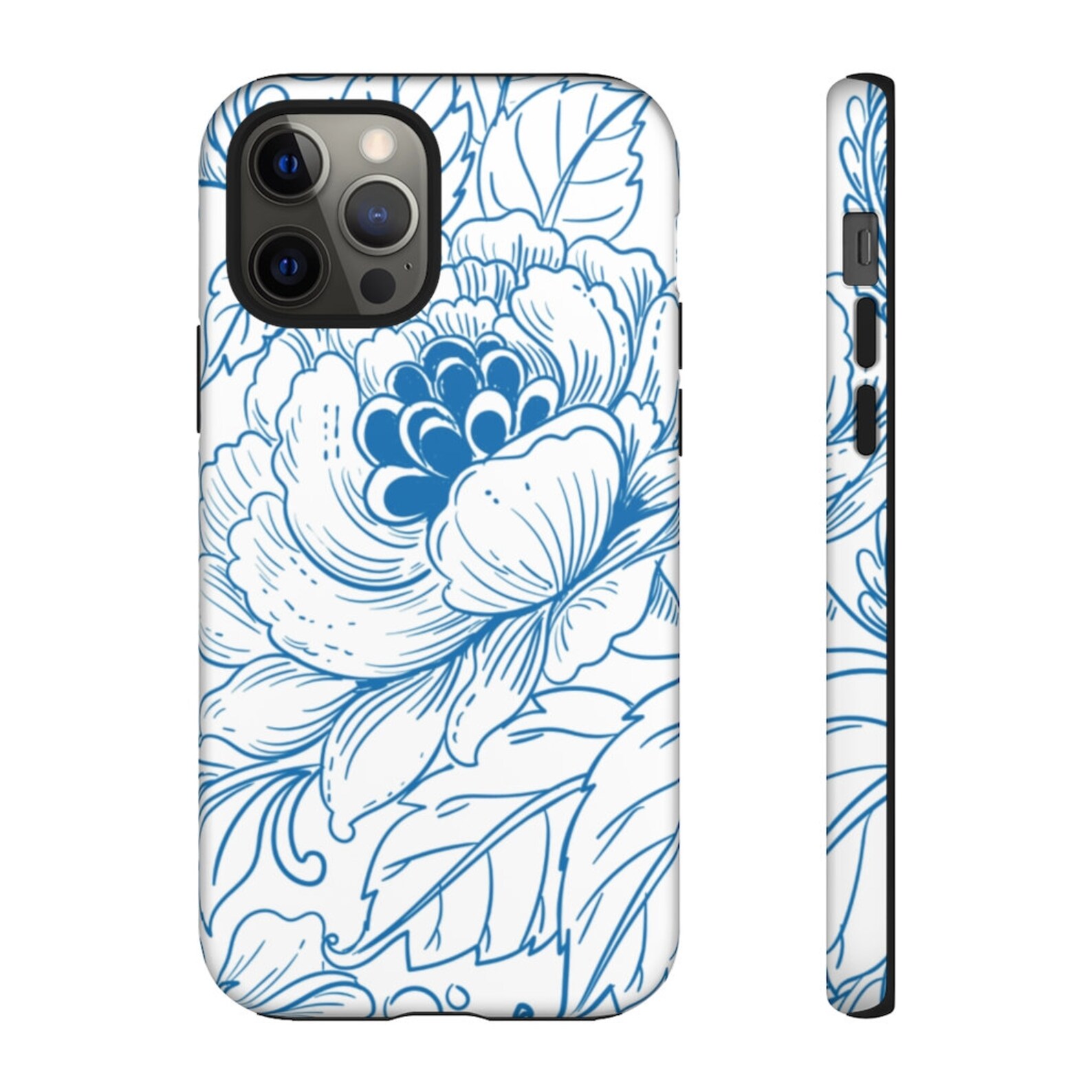Blue Floral Tough Phone Case for Iphone 12 Mini/11 Pro Etsy