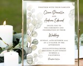 Botanical Wedding Invitation Template, Greenery Elegant Invite, Minimalist Canva Sign (Digital Download)