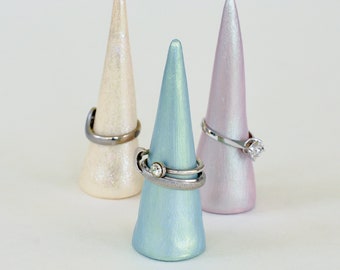 Ring holder cone Jewelry organizer Clay ring stand Pastel color ring tree display Handmade Jewelry storage Modern Mother day gift for her