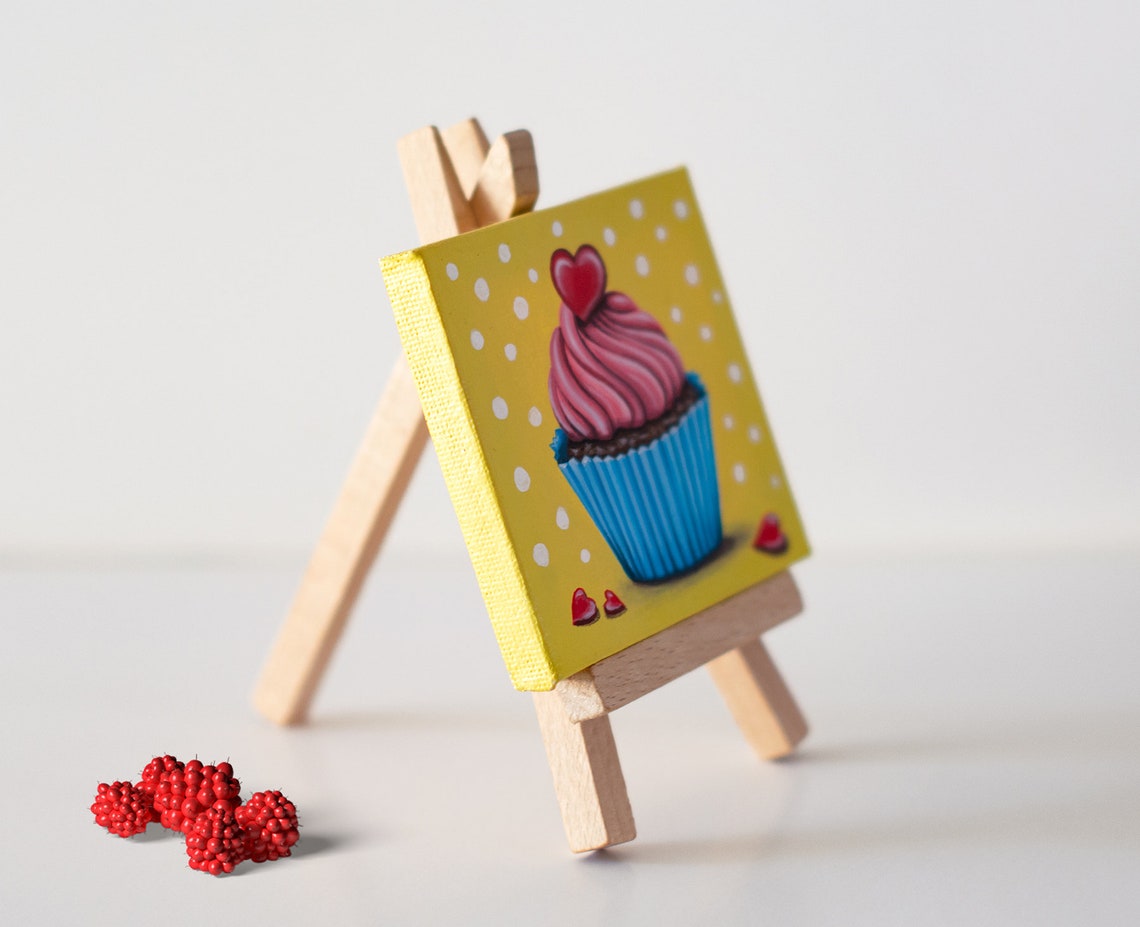 Cute art gift for mom mini canvas painting Mothers day Etsy