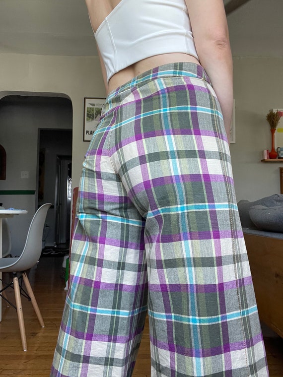 Vintage 1990s Wide Leg Plaid Pants