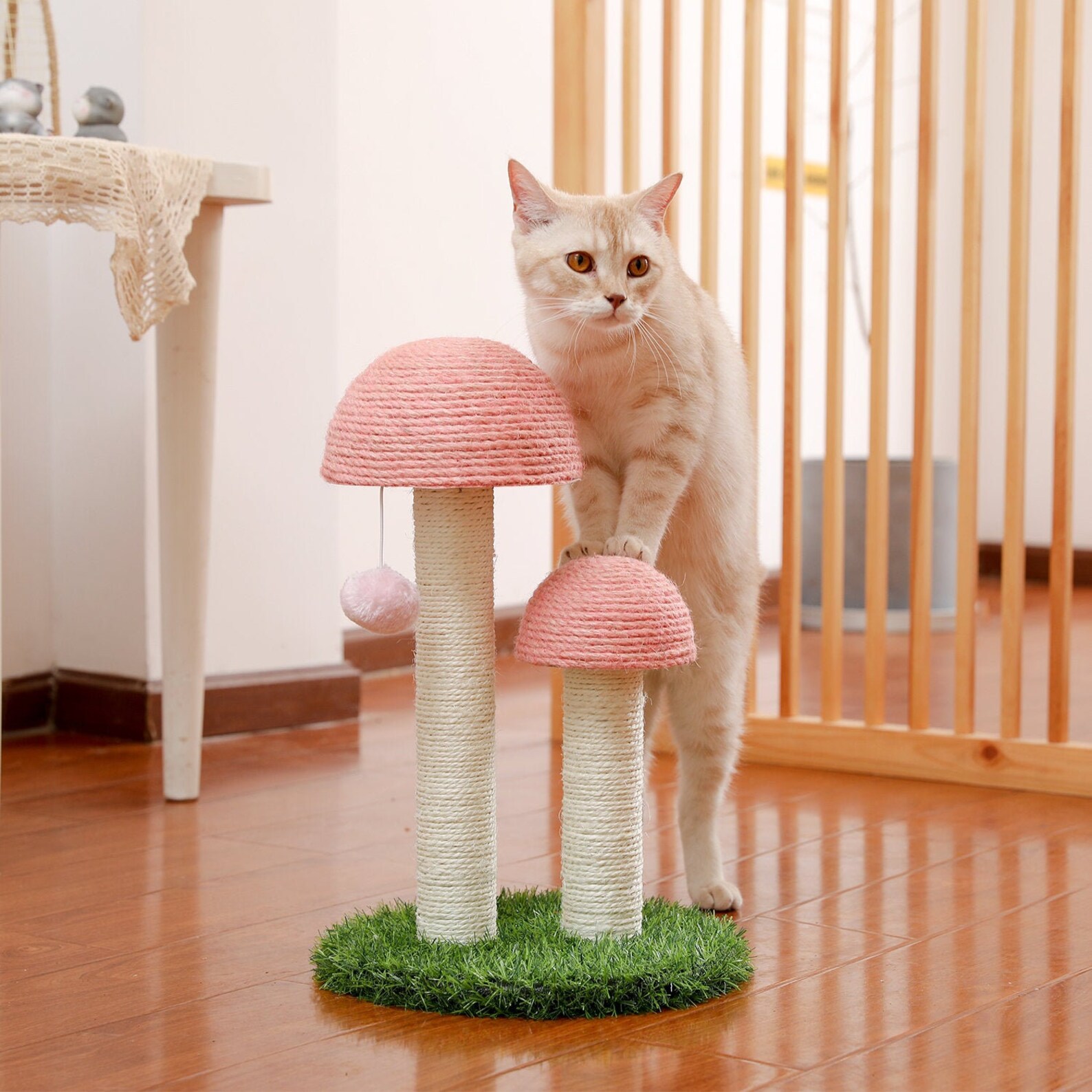 Pink mushroom cat tree cat scratching post Etsy