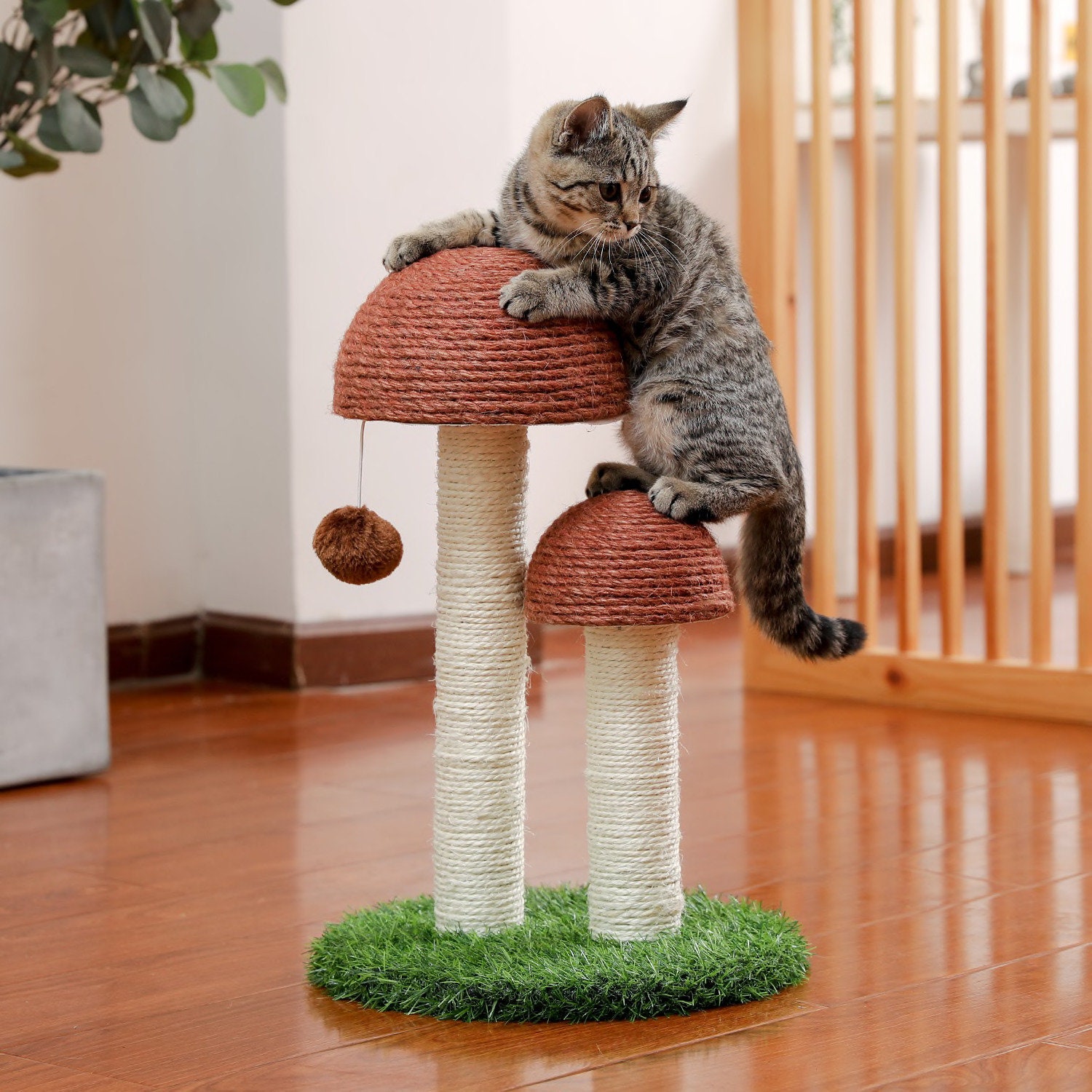 Pink mushroom cat tree cat scratching post Etsy