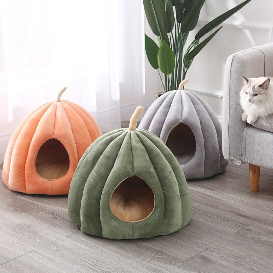 Unique Cat Condo Pumpkin Cat Cave Halloween Cat Bed Modern Etsy