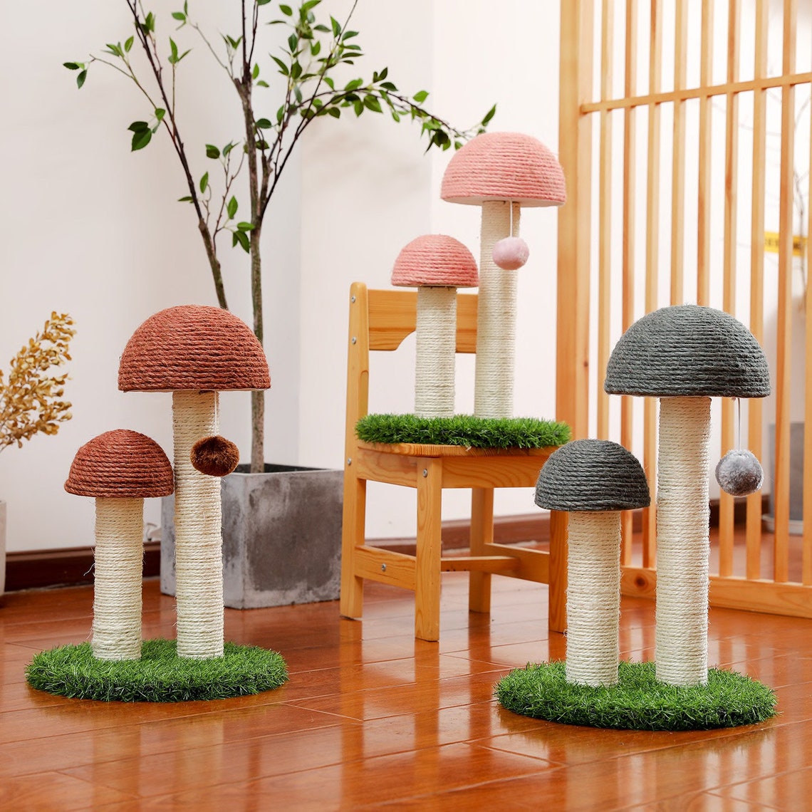 Pink mushroom cat tree cat scratching post Etsy