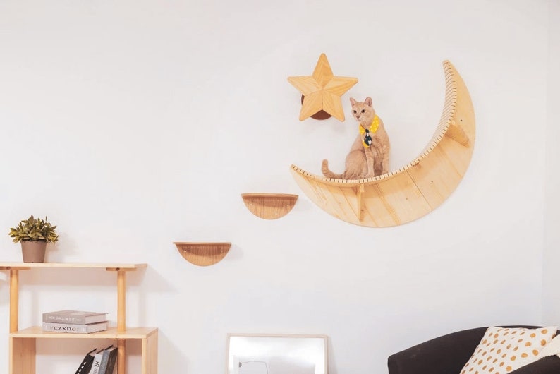 Cat wall furniture Cat Shelves Moon and Star Cat Lounge Bed Etsy