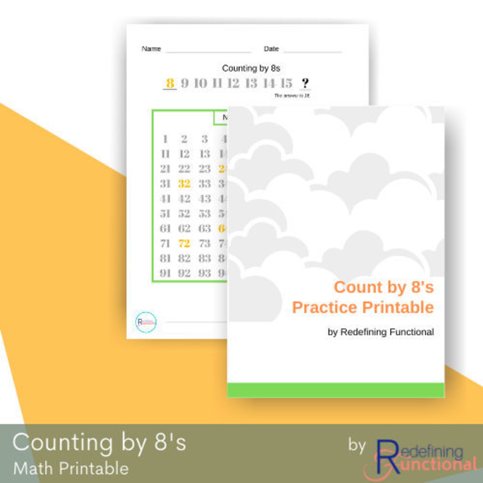 School Math Printable: Counting by 8's - Etsy