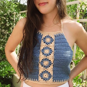 Crochet Top Pattern | Flower Crop Top, Boho Summer Top, Easy Crochet Pattern