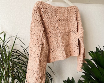 CROCHET PATTERN PDF | Crochet Sweater, Granny Square Sweater, Crochet Cropped Sweater