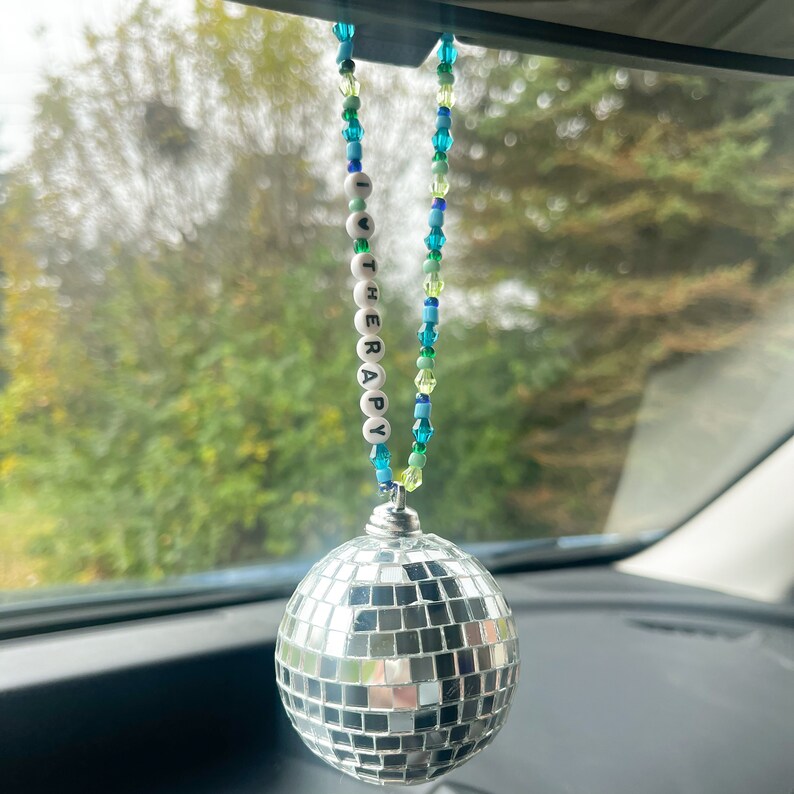 Disco Ball Car Charm Driver Themed Car Decor Gift Ornament Beaded Hanging Disco Ball New Driver