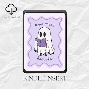 Kindle Case Insert Ghost Halloween Cute Aesthetic Kindle Cover Digital Download Bookish Gift Book Lover eReader Case Insert Spooky Fall