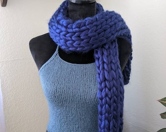 Royal blue knit scarf | chunky scarf | oversized scarf