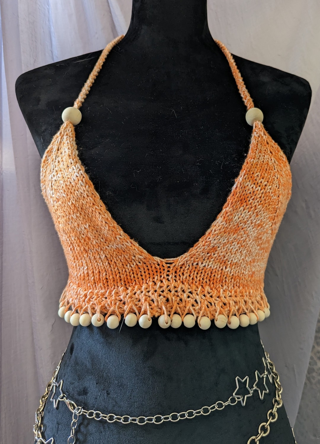 HALTER & SHOULDER STRAPS BEADED BRALETTE TOP WITH FRINGE