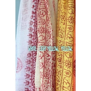 Écharpe de méditation, grande écharpe om, foulards de yoga, écharpe vinayasa, bandeaux kundalini, écharpe de prière, 100 % coton, paréo om image 5