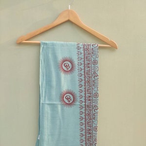 Meditation scarf, Large yoga scarf , Sarong Pareo , Om Yoga shawl Indian mantra print image 7