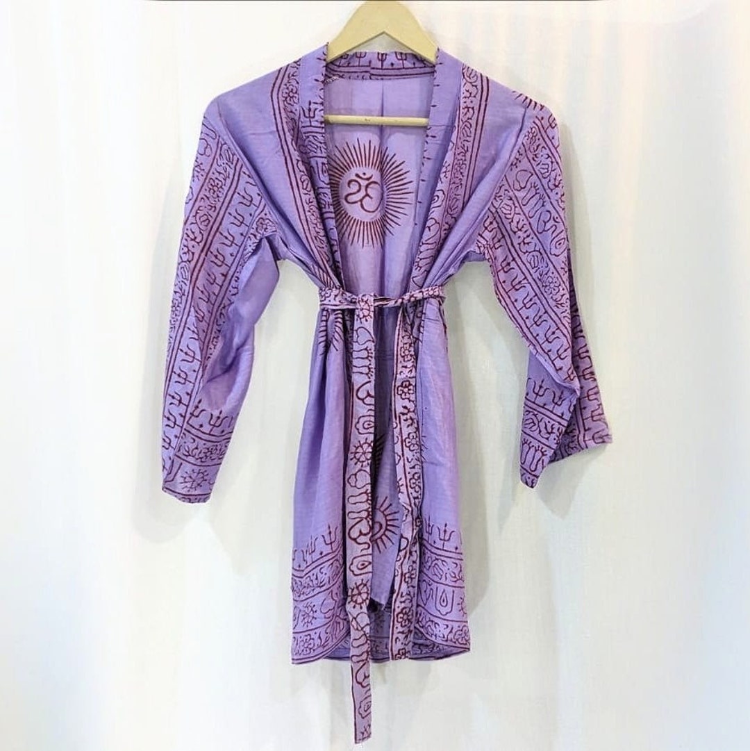 Om Print Shrug , Shirt Kimono , Handmade Indian Style
