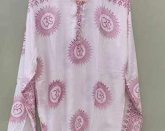 Handmade Om Shirt, Vintage Boho Style, Unisex Festival Tunic (Small)