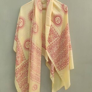 Meditation scarf, Large yoga scarf , Sarong Pareo , Om Yoga shawl Indian mantra print image 2