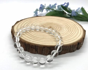 Clear Quartz Crystal Bracelet, 10mm Sphatik Healing Jewelry