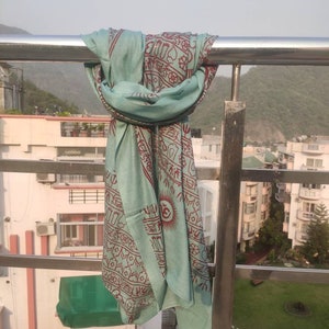 Meditation scarf, Large yoga scarf , Sarong -Pareo , Om Yoga shawl Indian mantra print